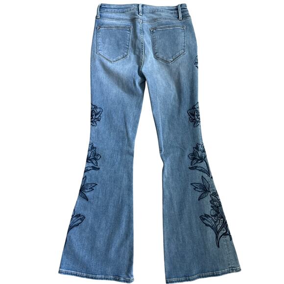 DRIFTWOOD Denim Floral Embroidered Wide Leg Jeans - Picture 3 of 10